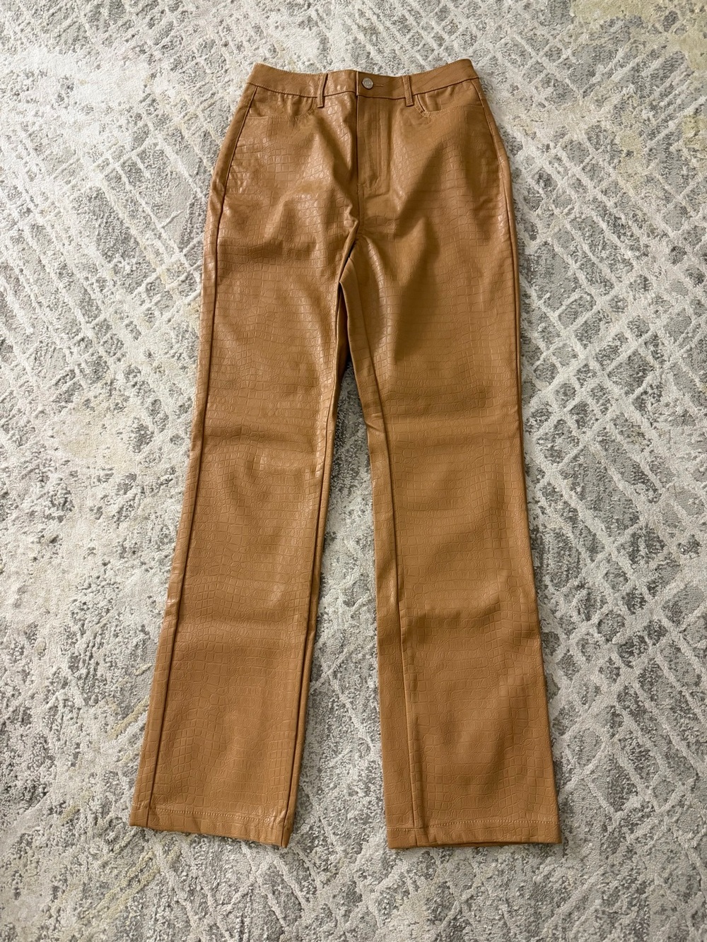 Misguided Faux-Leather Croc Straight-Leg Pants